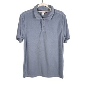 C&C California Light Blue Terry Polo Shirt Size M Resortwear Beach Minimalist